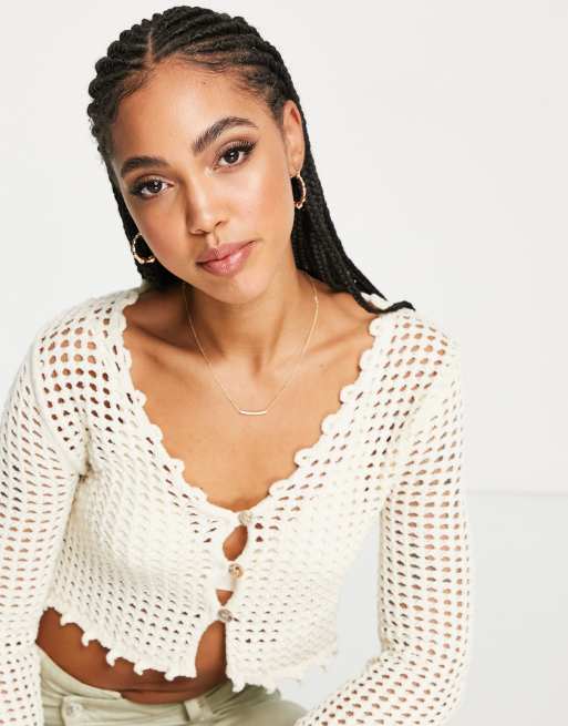 River island white crochet hot sale top