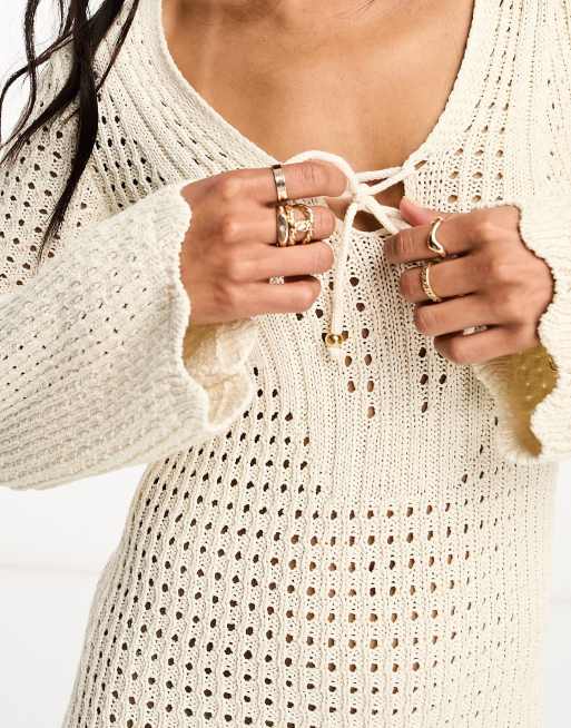 River Island crochet maxi dress in white | ASOS