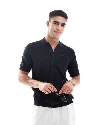 crochet over shirt in black