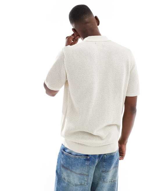 River Island crochet over shirt in ecru, 4 of 4