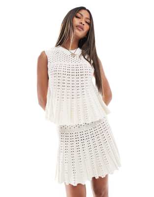 River Island Crochet Sleeveless Top In White