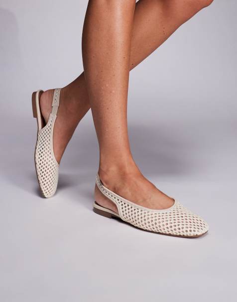 River Island crochet slingback ballet flat in cream - view 1