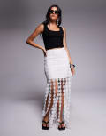 [River Island] River Island crochet tassel midi skirt in white 14 WHITE