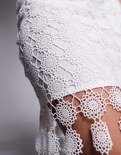 River Island crochet tassel midi skirt in white, 4 of 5