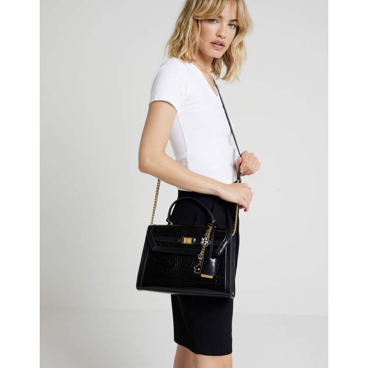 River Island Crocodile print tote bag in black ASOS