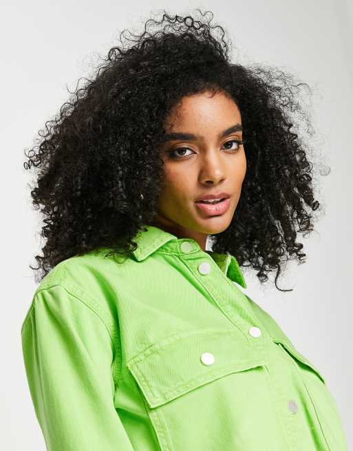 Green shirt hot sale denim jacket