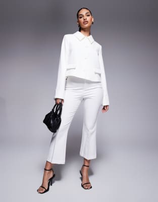 River island crop flare co ord in white