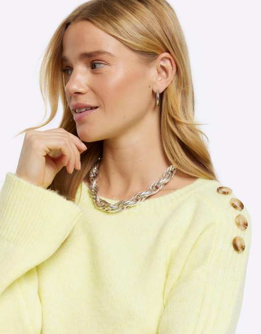 River Island Crop jumper in yellow