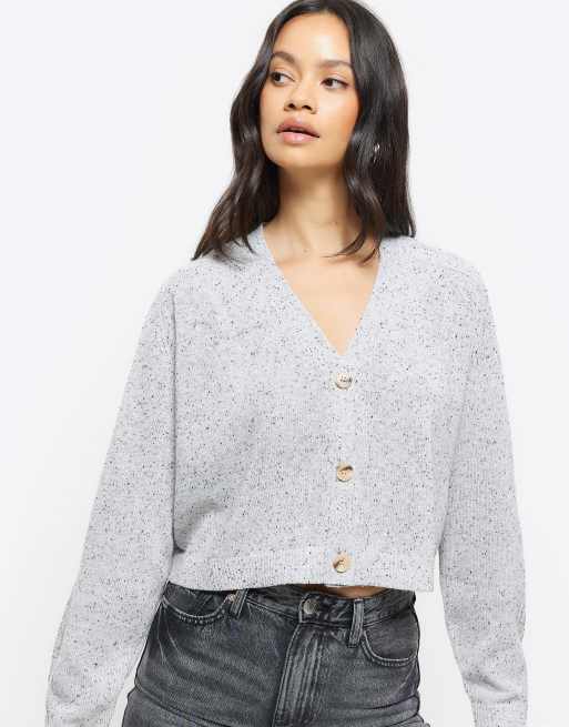 River Island Cropped cardigan in grey