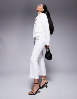 River Island Cropped Flare Pants In White
