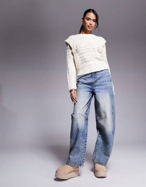 Damen Pullover Cropped Pullover Mit Zopfmuster River Island