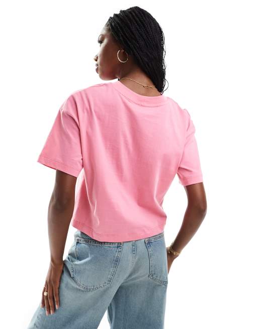 River Island - Cropped T-shirt i pink i firkantet pasform, 4 af 4