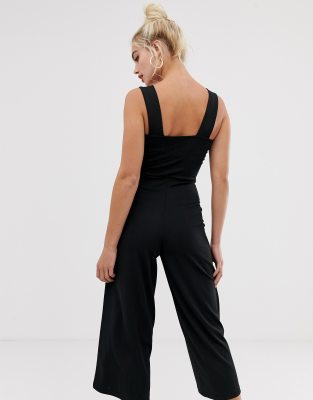 black jumpsuit cropped leg