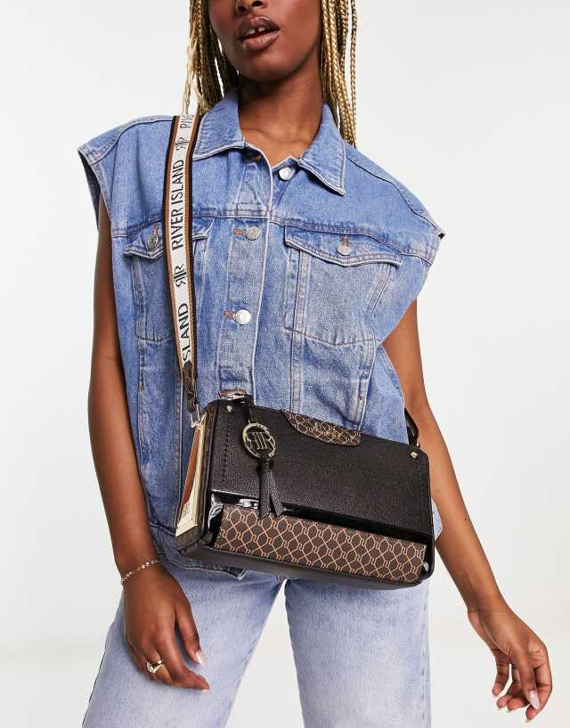 River Island cross body bag in black