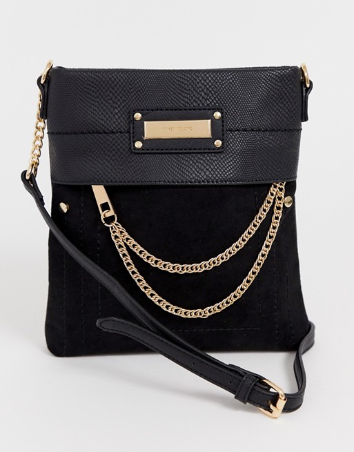 River Island cross body bag with chain detail in black | ASOS