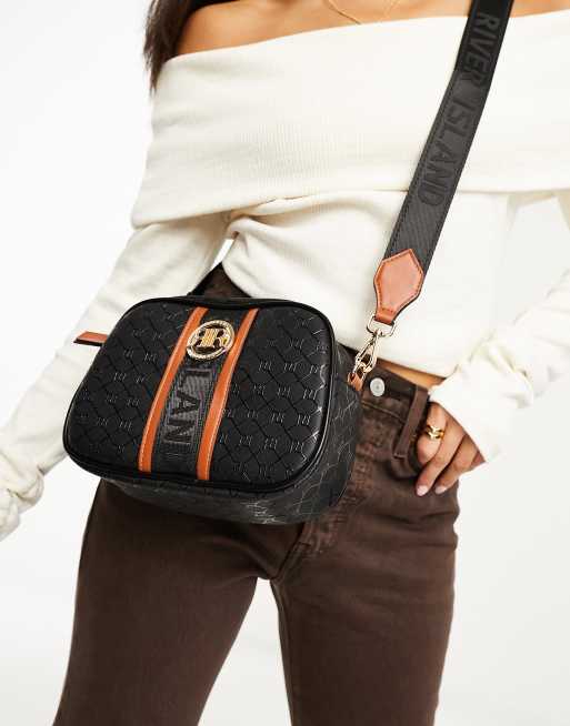 River Island Crossbodytas Met Monogram in het Zwart