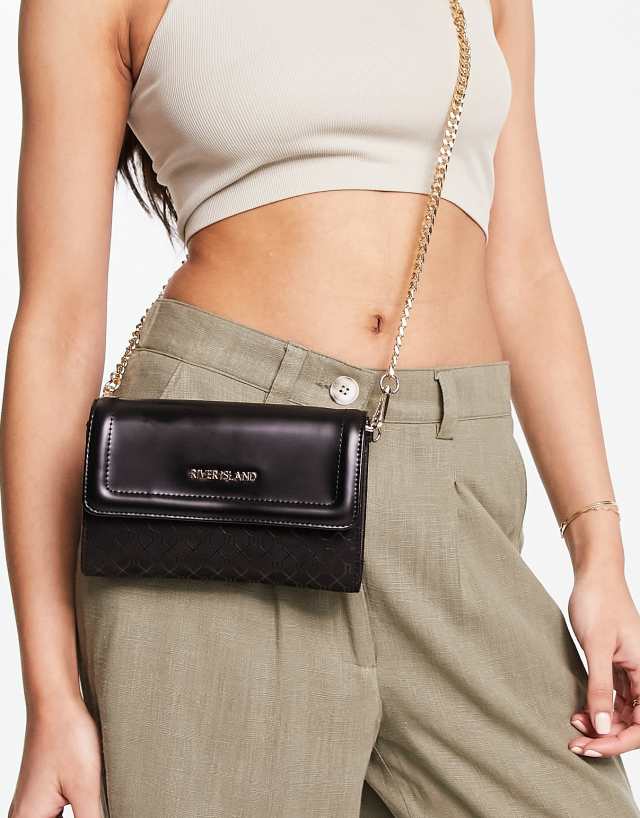 River Island cross body phone holder wallet in black