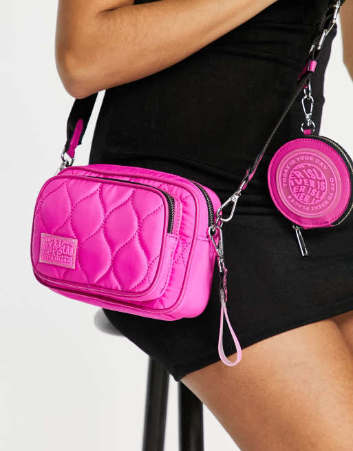 River Island cross body pouchette camera bag in bright pink