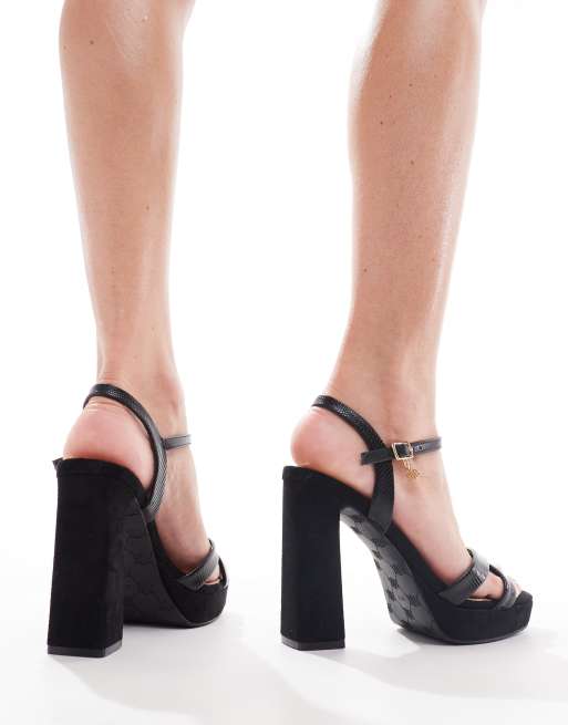 Cross strap platform block sale heels