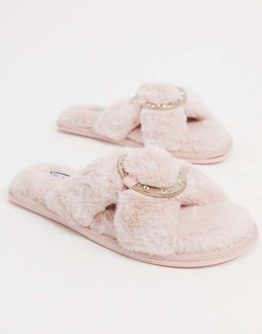 River island fur online slippers