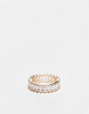 River Island crystal baguette ring in rose gold