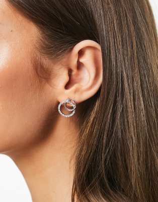 River Island crystal link circle stud earrings