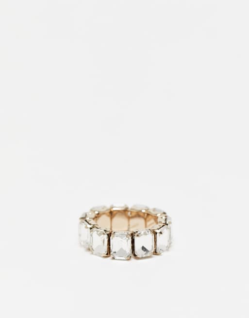 River Island crystal ring in gold tone