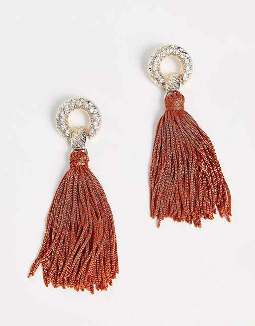 asos.com | River Island crystal tassel earrings in gold tone