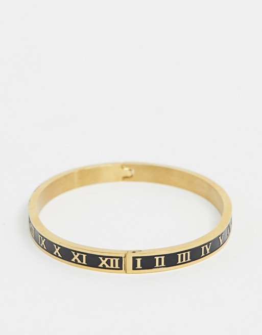 River Island cuff bracelet in gold with roman numerals