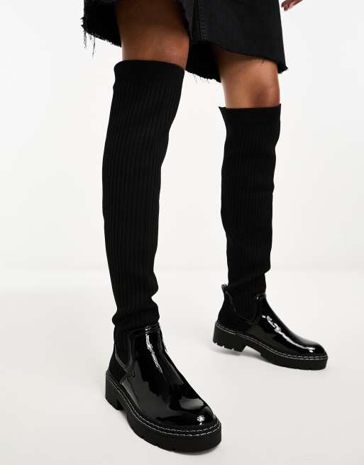 River Island Cuissardes en maille Noir ASOS