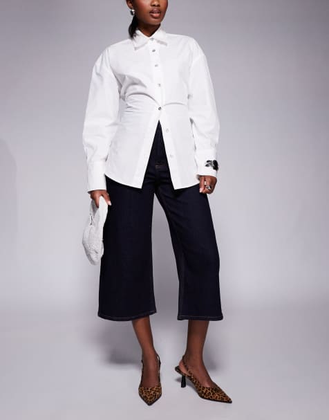 River Island culotte jean in darkwash blue - view 1