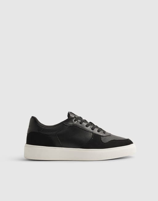 River Island Cupsole panelled lace up trainers in black, 2 of 4