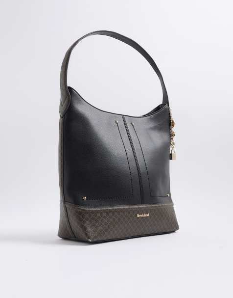 River Island Curve top charm shoulder bag in black - view 1