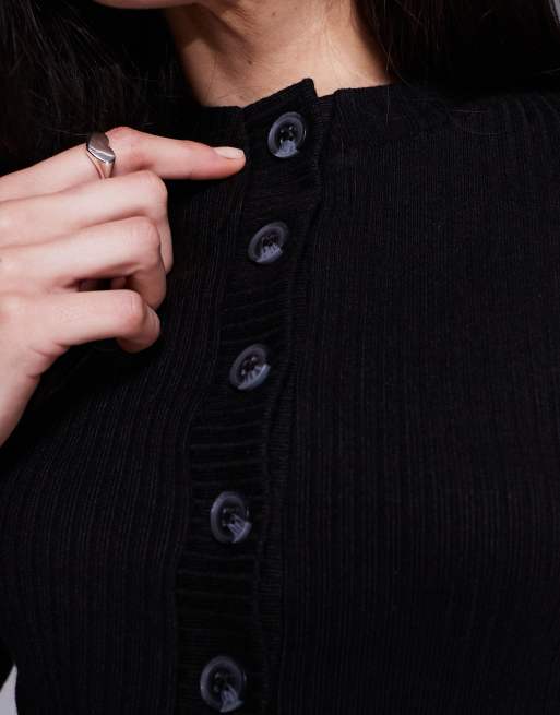 River Island curved hem cardigan in black, 3 of 4