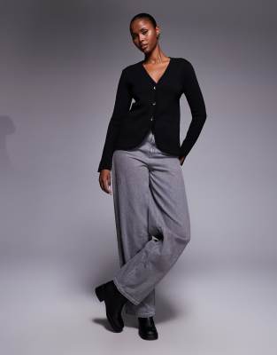 River Island Curved Hem Detail Cardigan In Black