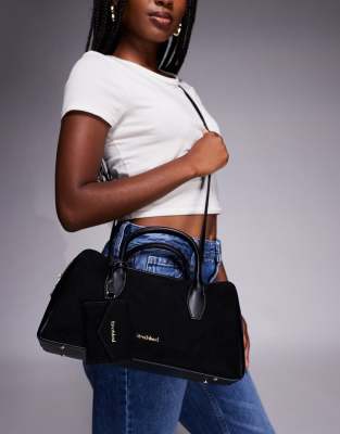 River Island Curver Top Bowler Bag In Black