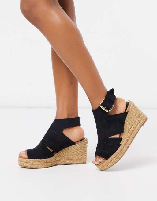 River Island cut out detail wedge sandal in black | ASOS