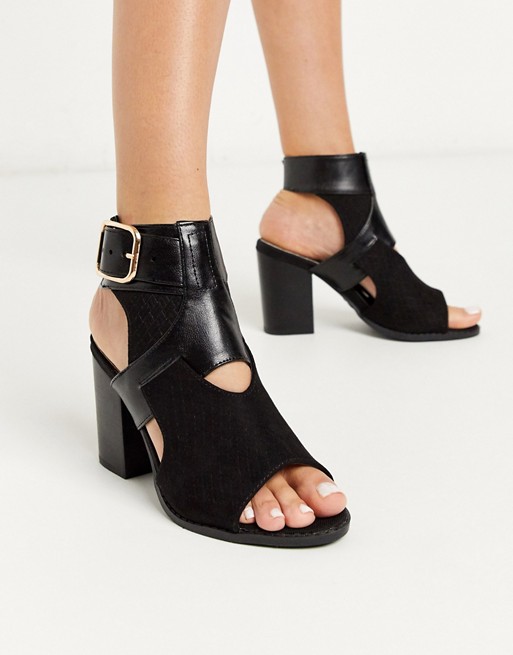 River Island cut out heeled sandals in black