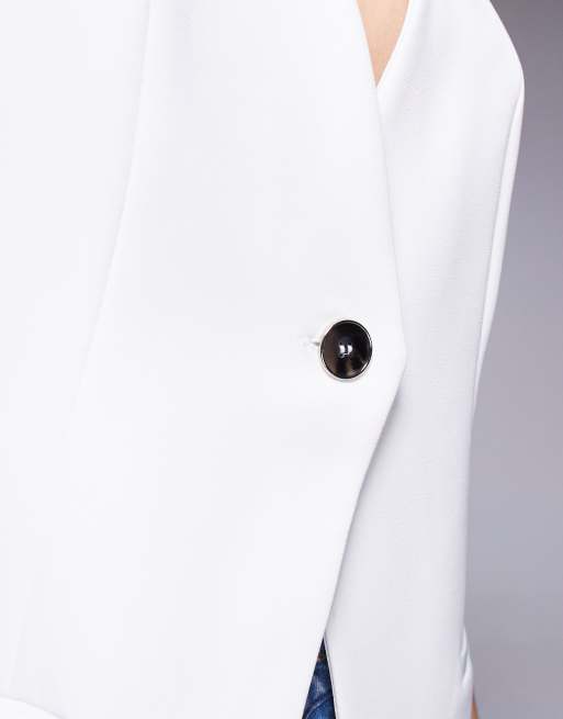River Island cut-out sleeveless blazer in white