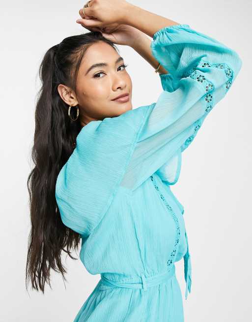 blue bardot dress river island River Island Blue Bardot Smock Dress