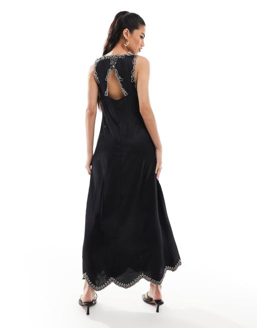 River Island cutwork midi dress in black, 2 of 4