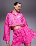 [River Island] River Island cutwork sequin shirt in pink (part of a set) S PINK
