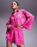 [River Island] River Island cutwork sequin shorts in pink (part of a set) M PINK