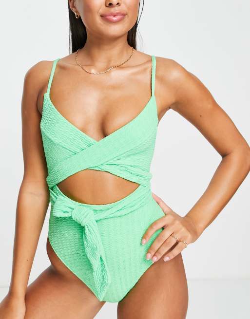 River island green sales swimsuit