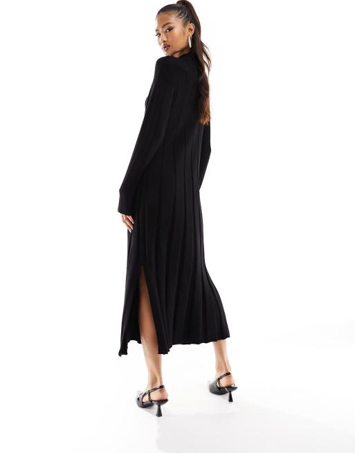 River Island – Czarna dzianinowa sukienka maxi z golfem , 2 z 4