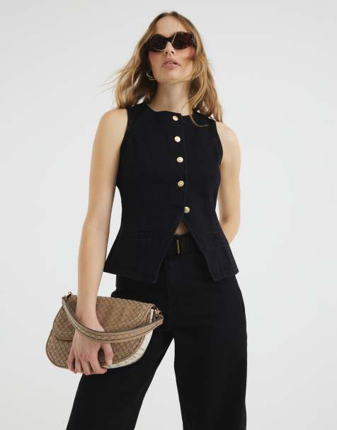 River Island – Czarna kamizelka jeansowa - view 1