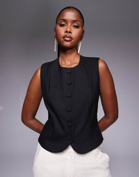 River Island high neck waistcoat in black