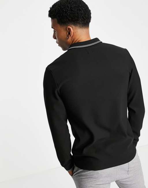 River Island – Czarna koszulka polo z rękawami, 4 z 4