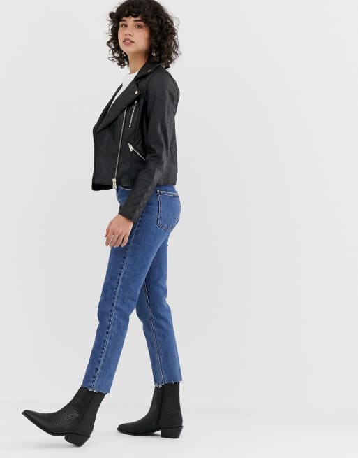 River Island – Czarna kurtka typu biker ze sztucznej skóry, 4 z 4