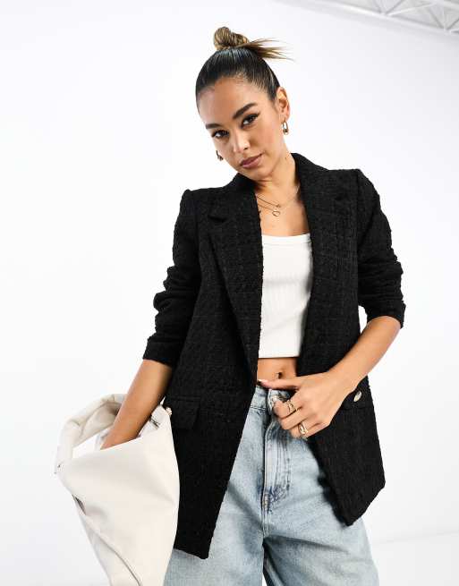 River Island – Czarna marynarka z tkaniny boucle